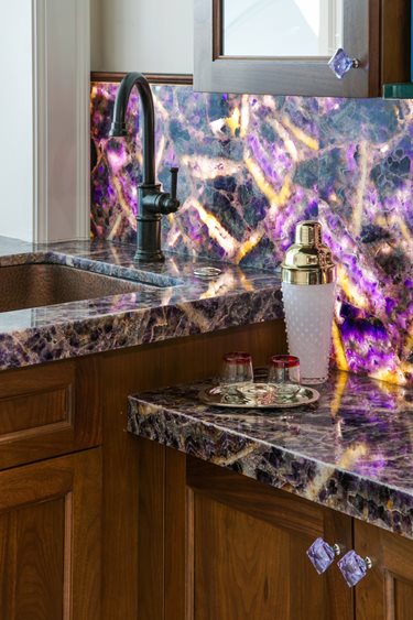 amethyst countertop for a home bar