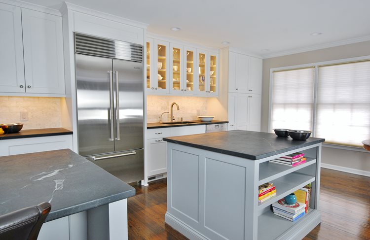 White Kitchen Grey Island